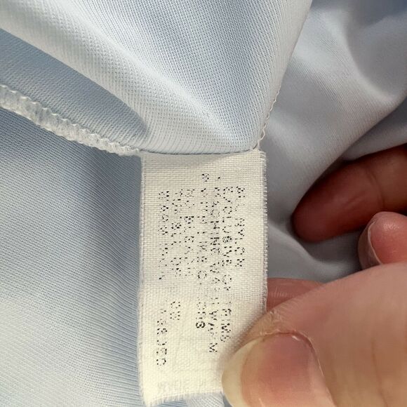 Vintage ShadowLine Baby Blue‎  Crochet Lace V Neck Flutter Sleeve Buttons 1x - Picture 7 of 7